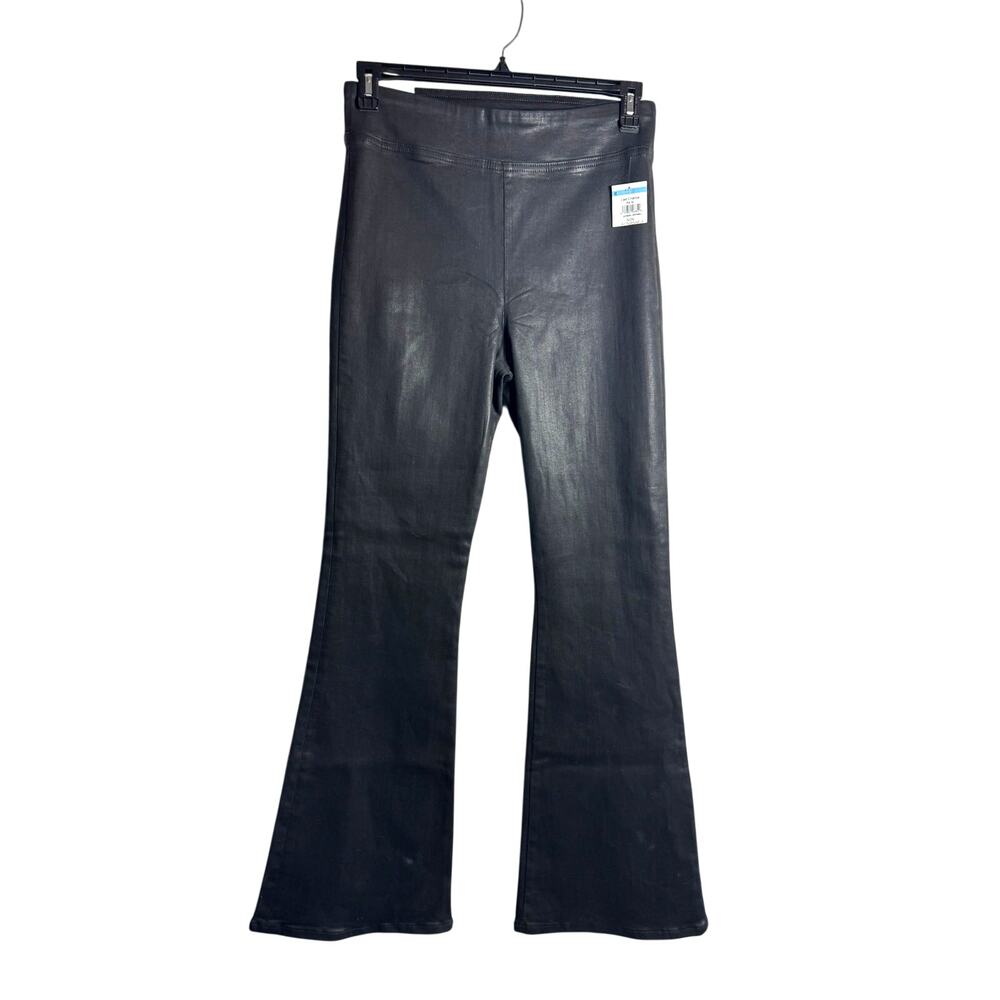 FRAME NWT $228 JetSet Coated Hi Rise Black Flare Pull-on Jean Size 2 - Picture 4 of 10